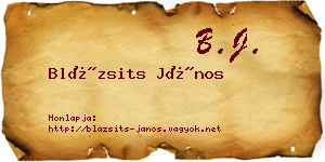 Blázsits János névjegykártya