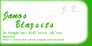 janos blazsits business card